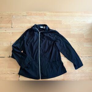 CHICO’S Zenergy black Windbreaker Jacket Sz L Women Full Zip Casual Athletic I18